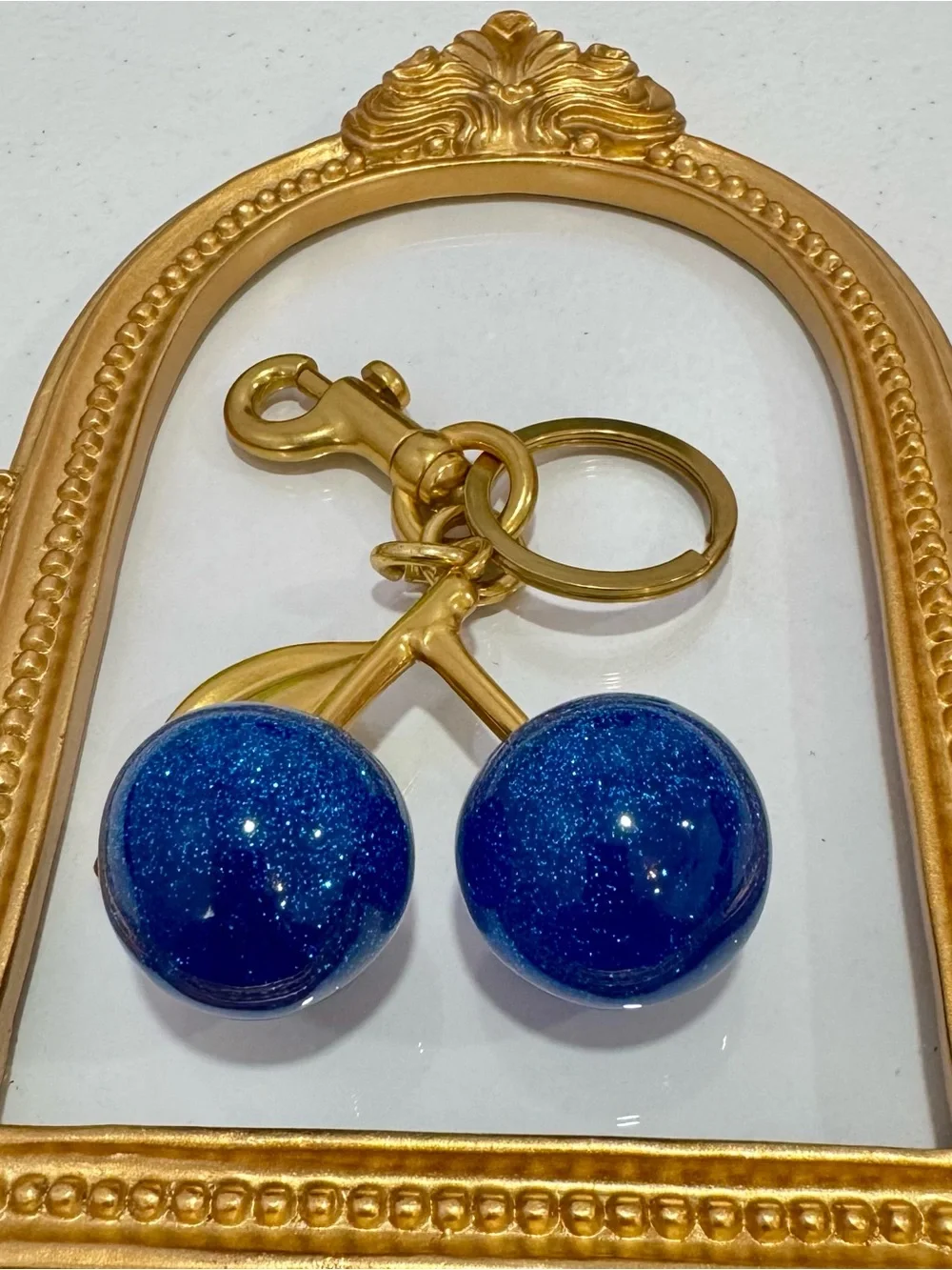 New Blue Metal Cherries w/ Gold Hardware